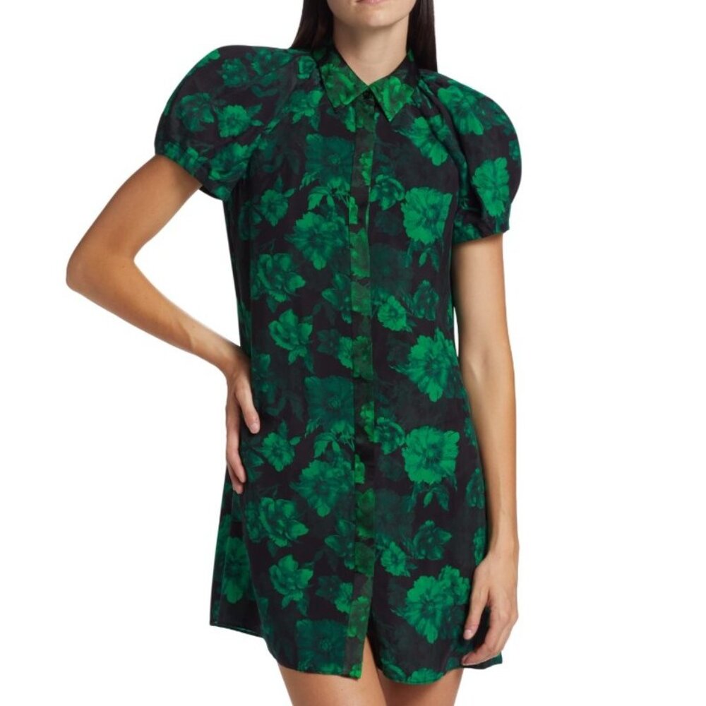 Alice + Olivia Jem Dress in Emerald Green and Black Size L